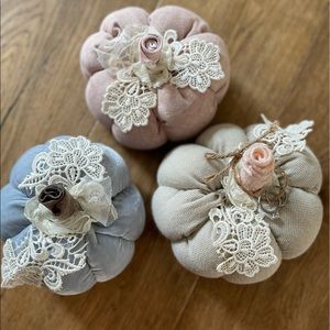 One Victorian handmade pumpkin embroidered lace. Ring bearer pillow. Fall